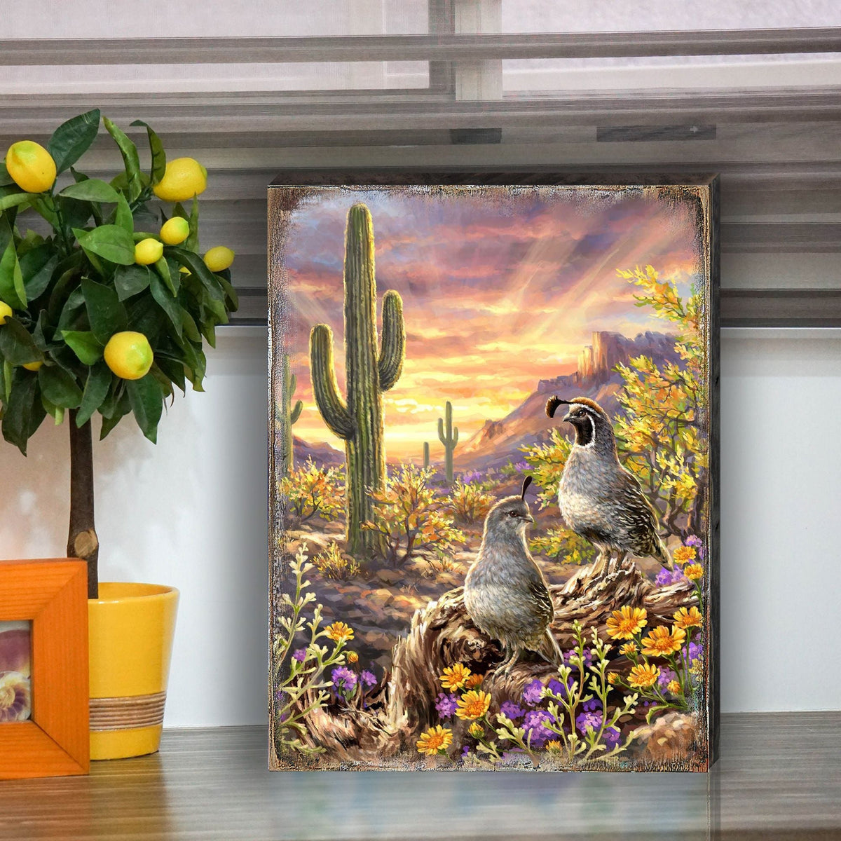 Quail Vista Art Wooden Wall Art by D. Gelsinger - Nature Wildlife Decor - 95654B-1623