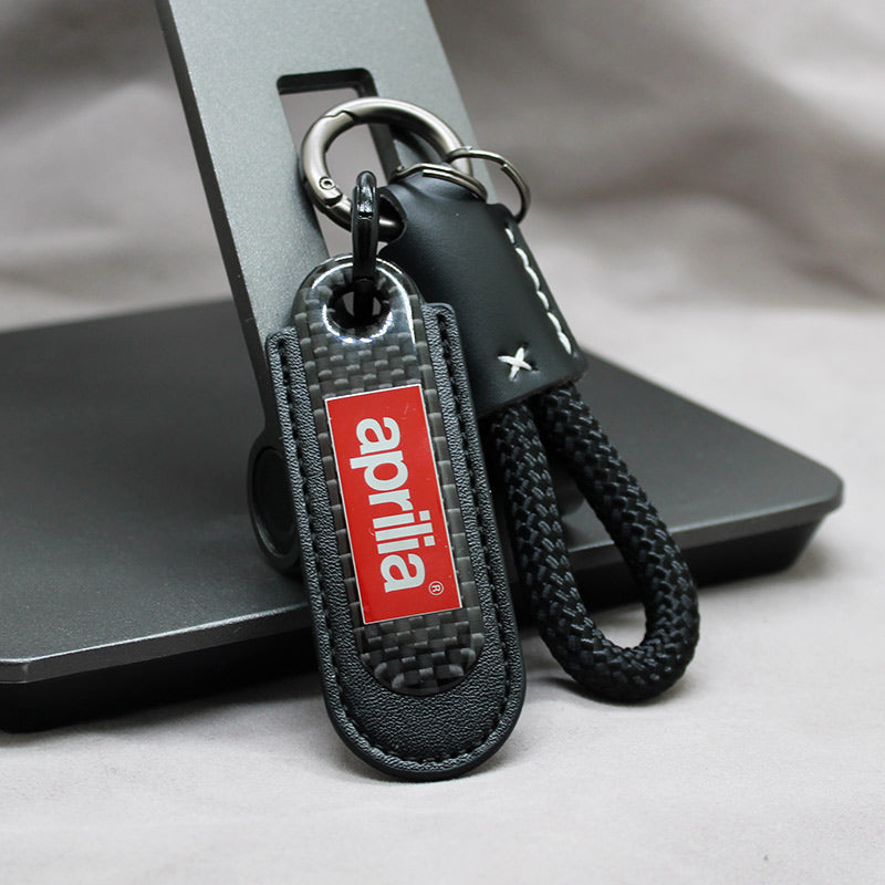 Motorcycle Carbon Fiber Leather Keychain