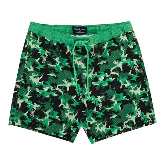 Psycho Bunny Rye All Over Print Men Swim Trunks Black