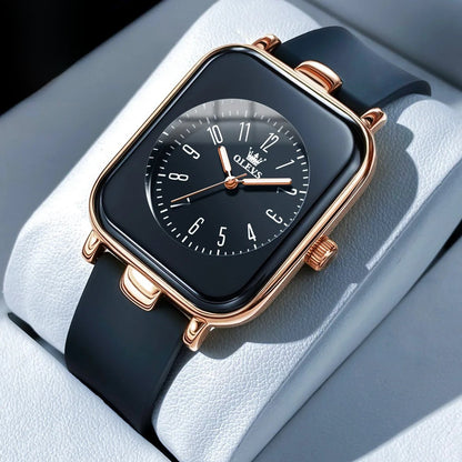 Women's Rectangular Silicone Quartz Watch