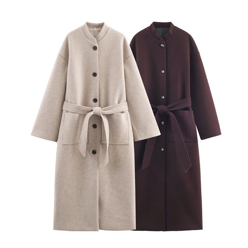 Long Belted Elegant Coat For Women