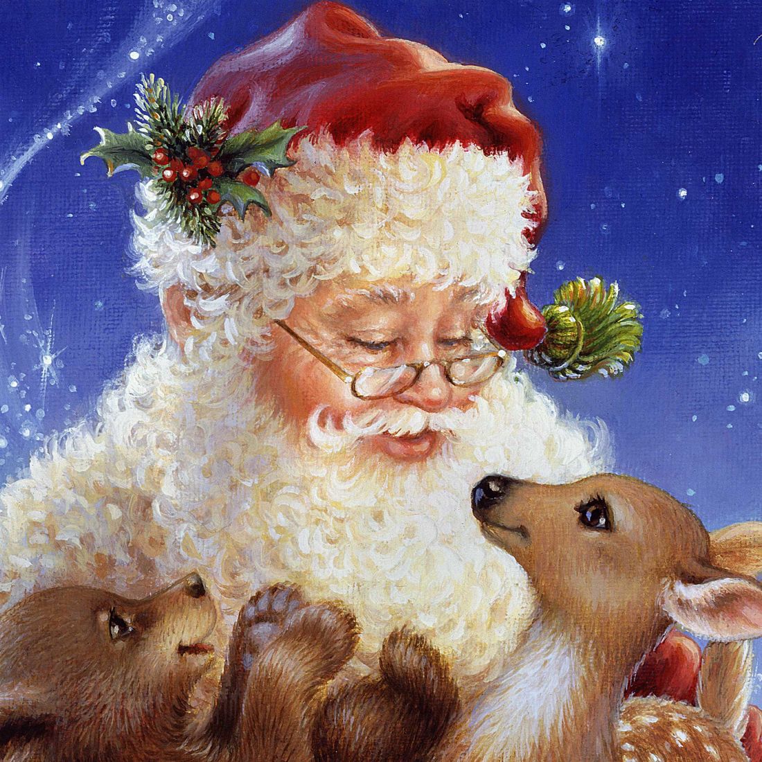Santa Little Friends Art Wooden Wall Art by D. Gelsinger - Christmas Santa Snowman Decor - 95602B-9914