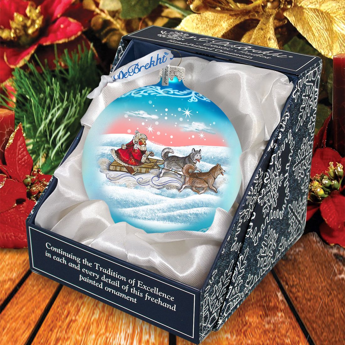 Northern Light Ball Glass Ornament by G. DeBrekht - Christmas Santa Snowman Decor - 73315