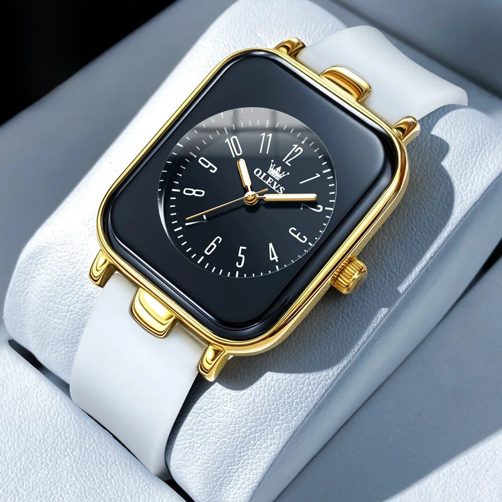 Women's Rectangular Silicone Quartz Watch