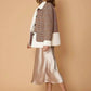 Women's Plaid Fur Jacket in Rust Houndstooth