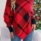 Plaid Turtleneck Batwing Sleeve Sweater