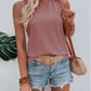Eyelet Round Neck Tank