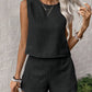 Women's Solid Color Sleeveless Vest & Shorts Set