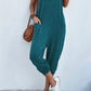 Women's Solid Color Zipper Patch Pocket Sling Jumpsuit For Women