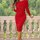 Sequin Round Neck Slit Dress