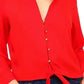 Solid Button Down Tie Front Blouse | Femstylo