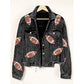 Cropped Corduroy Jacket with Button Front & Raw Hem