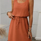 Breezy Waffle-Knit Drawstring Mini Tank Dress