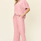 Textured Knit Short Sleeve Top and Pants Set