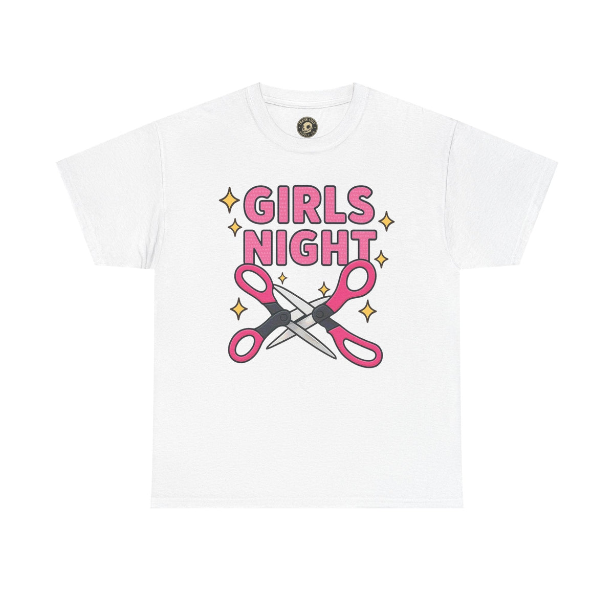 Funny Girls Night Shirt – Lesbian Humor Tee – Pink Scissors Graphic on Gildan 5000
