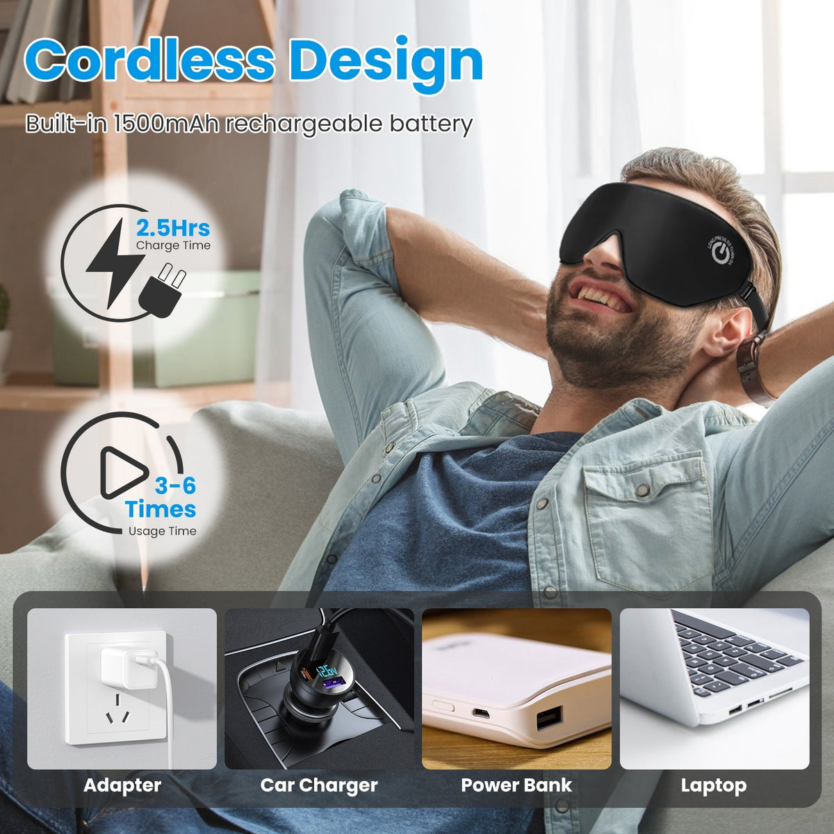 Cordless Heated Eye Mask Silk Sleep Eye