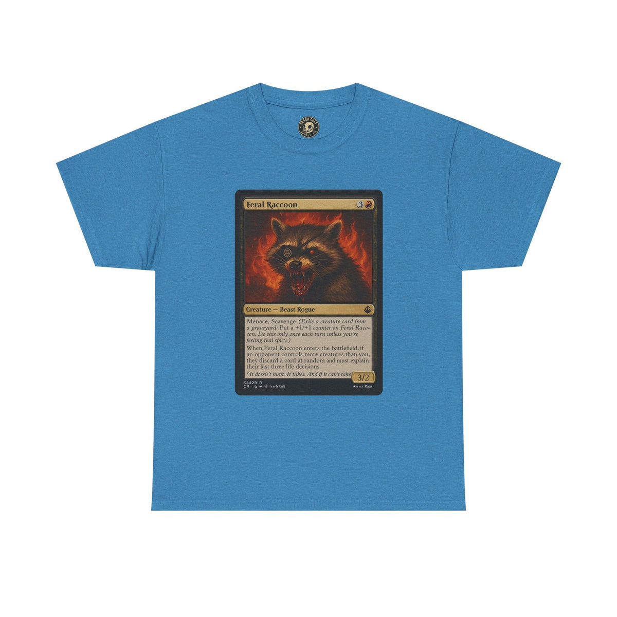 Feral Raccoon Magic Card Shirt – MTG-Inspired Beast Rogue Tee, Trash Cult Creature Card, Gildan 5000 Unisex T-Shirt