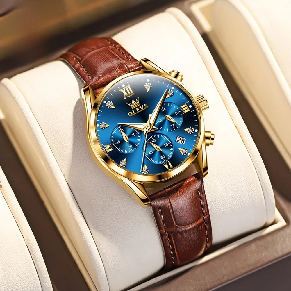 Women's Multifunction Leather Quartz Watch