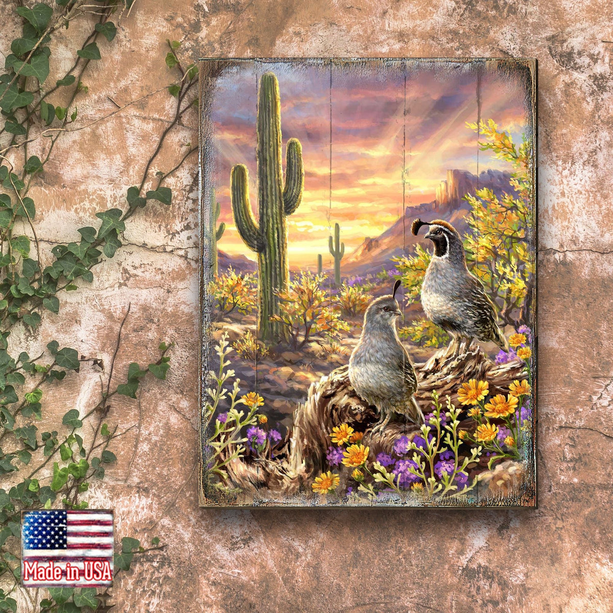 Quail Vista Art Wooden Wall Art by D. Gelsinger - Nature Wildlife Decor - 95654B-1623