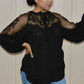 Chic Black Formal Invitation Lace Blouse