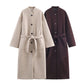 Long Belted Elegant Coat For Women