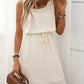 Breezy Waffle-Knit Drawstring Mini Tank Dress