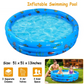 51x13Ó Inflatable Swimming Pool Blow Up Family Pool For 3 Kids Foldable Swim Ball Pool Center w/ 4 Valves Bottom Water Drain Plug For Indoor Backyard