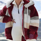 Multicolor patchwork hooded short fashion jacket