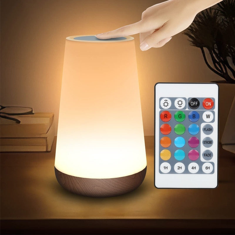 Creative Wood Grain Chargeable With Remote Control Touch Lamp