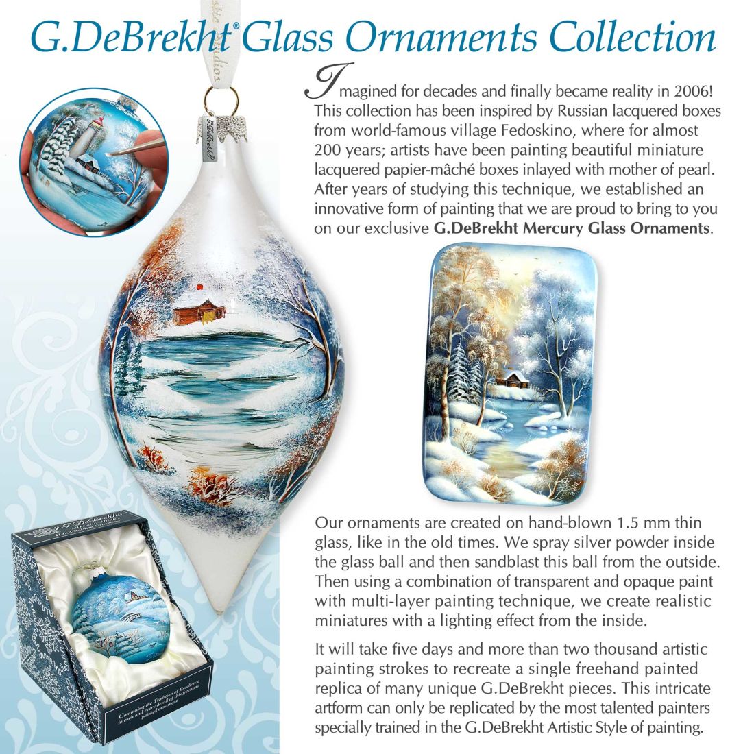 For The Pike Village Ball Glass Ornament by G. DeBrekht - Christmas Decor - 73323