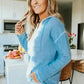 Casual Sky Blue White Tie Dye Hoodie