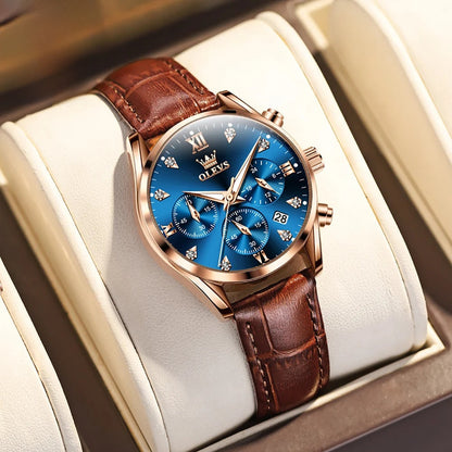 Women's Multifunction Leather Quartz Watch