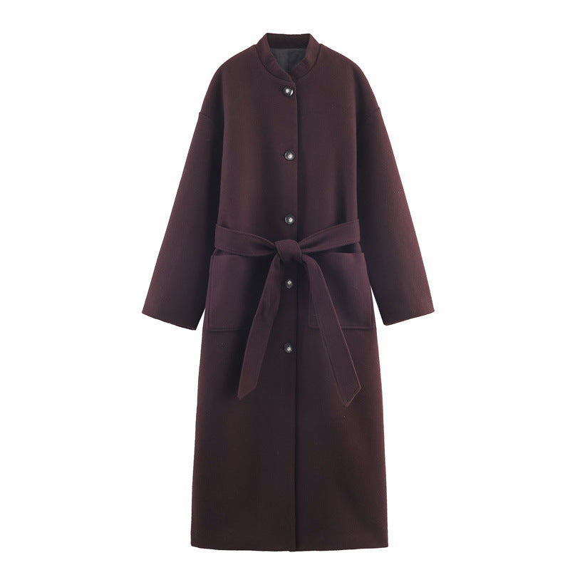 Long Belted Elegant Coat For Women