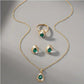 Jewelry Suit Women's Water Drop Gem Series Necklace Earring Ring Bracelet Four-piece Set