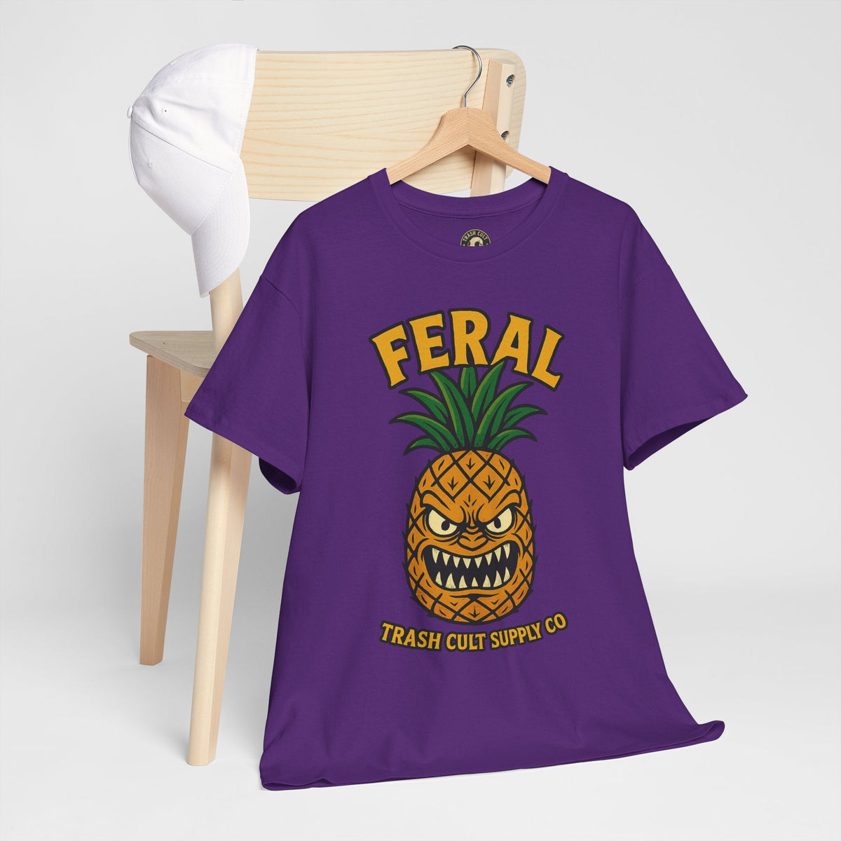 Feral Evil Pineapple Shirt – Aggressive Fruit Trashcore Tee – Gildan 5000 Unisex