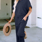 Textured Drawstring Waistband Pants and Top Set