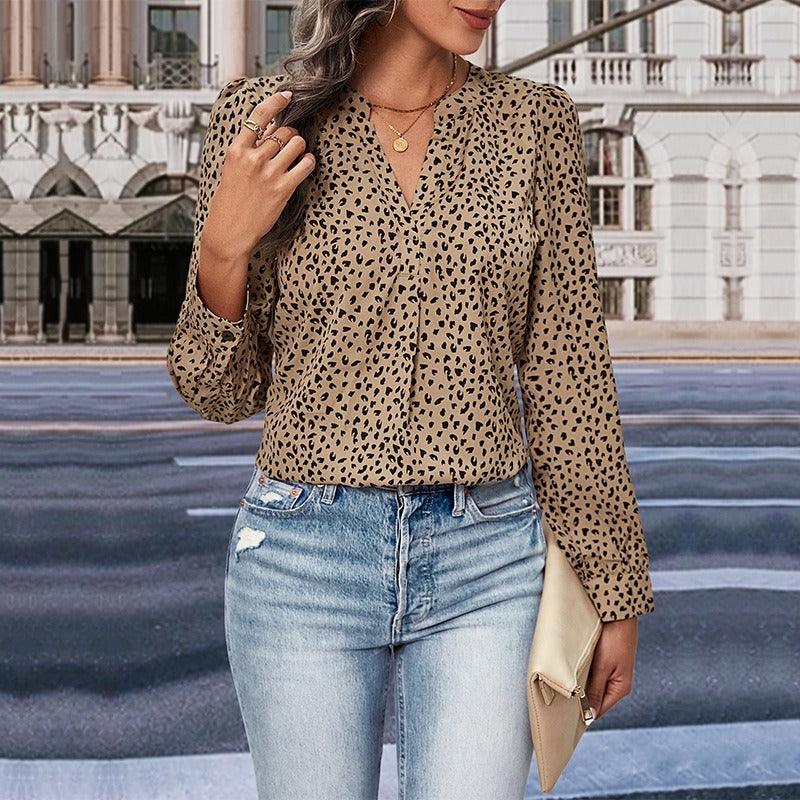 Wild West Leopard Print Top – Trendy Long Sleeved Cowgirl Top for Stylish Women