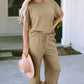 Textured Drawstring Waistband Pants and Top Set