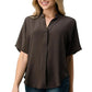 Dark Grey Silk Oversized Blouse – Effortless Dolman Sleeve Top | Femstylo