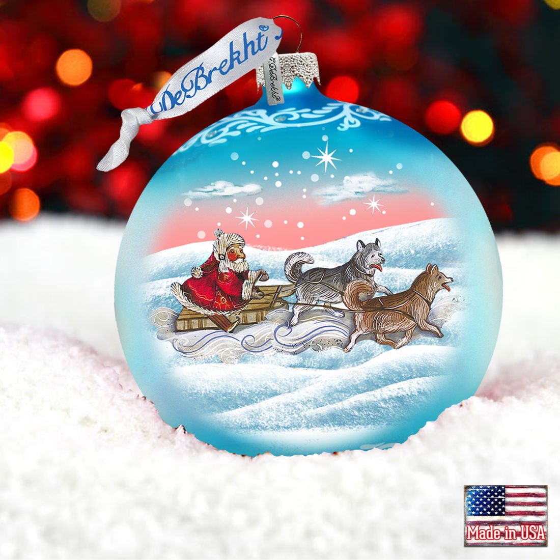 Northern Light Ball Glass Ornament by G. DeBrekht - Christmas Santa Snowman Decor - 73315