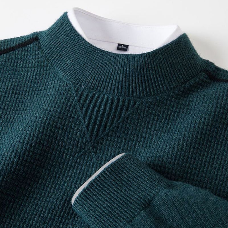 Men's Wavy Patterned Jacket Stand Collar Fashion Sweater