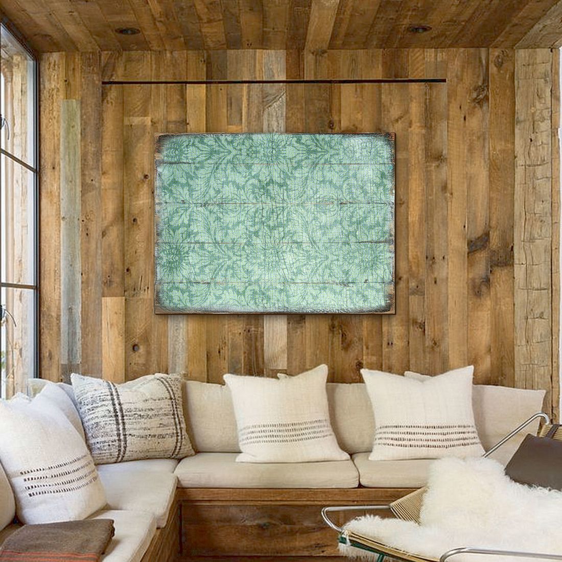 Rustic Blue Floral Wooden Wall Art by G. DeBrekht - Floral Ornamental Decor - 95008B