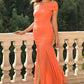 One-Shoulder Ruched Maxi Dress