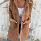 Single-breasted Polo Collar Pocket Mid-length Coat