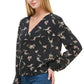 Long Sleeve Surplice Floral Top