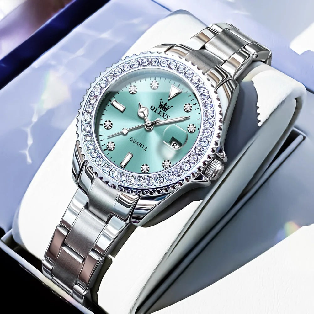 Women's Sunray Dial Crystal-Bezel Quartz Watch