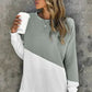 Gray White Patchwork Dropped Shoulder Sleeve Sweatshirt