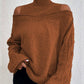 Women’s Elegant Off-Shoulder Turtleneck Sweater — Long Sleeve Knit Top