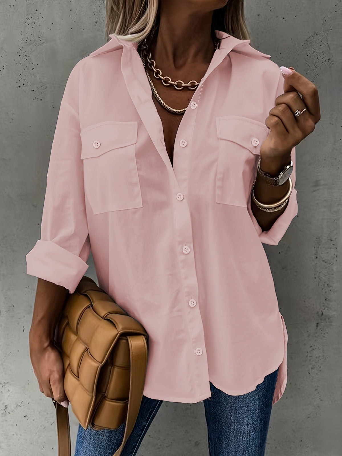 Women’s Casual Long Sleeve Shirt with Pocket