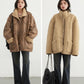 Women's Motorcycle Clothing Suede Lamb Wool Reverse Coat